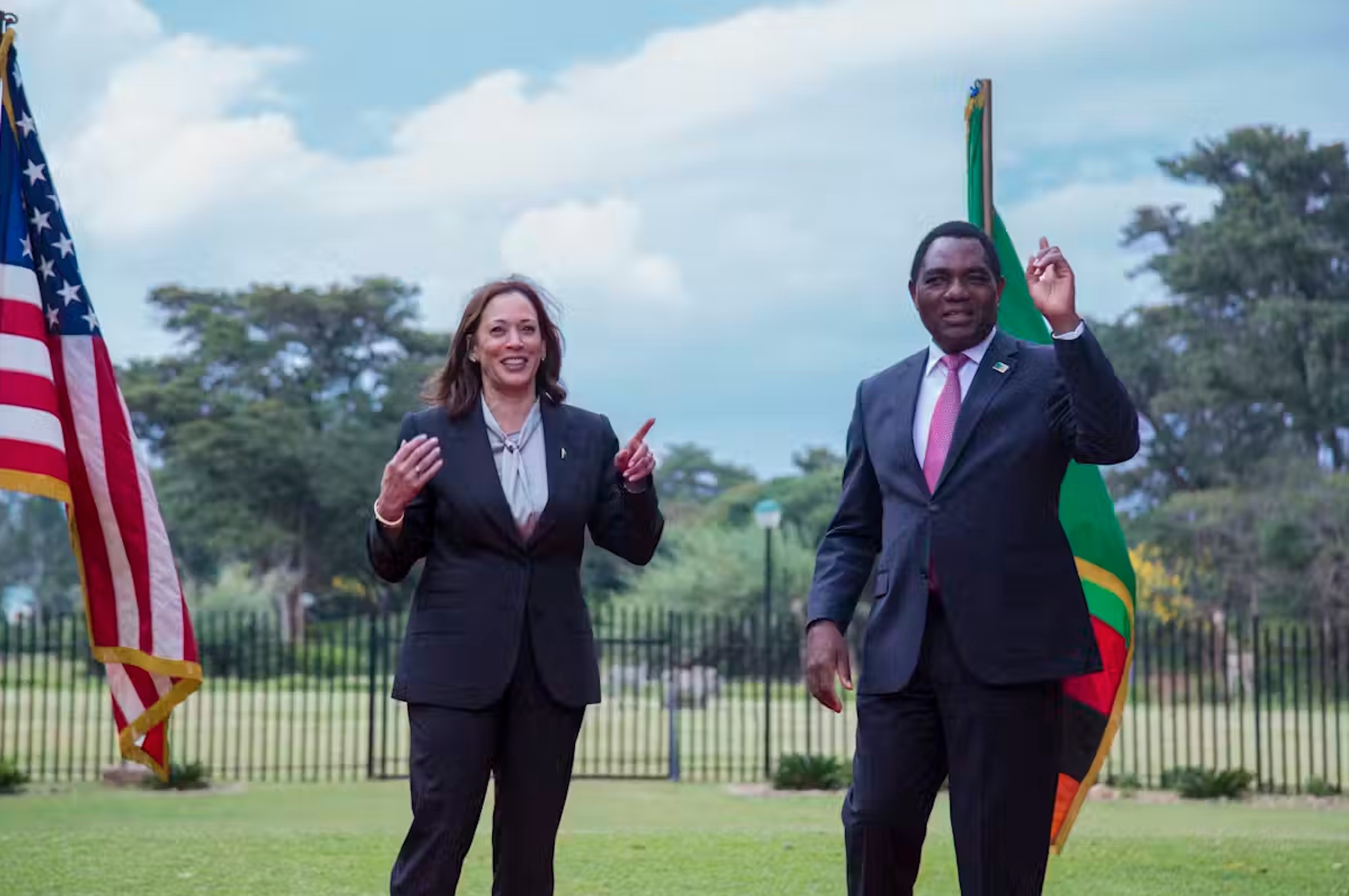 US vice-president Kamala Harris visited Zambian president Hakainde Hichilema in 2023.