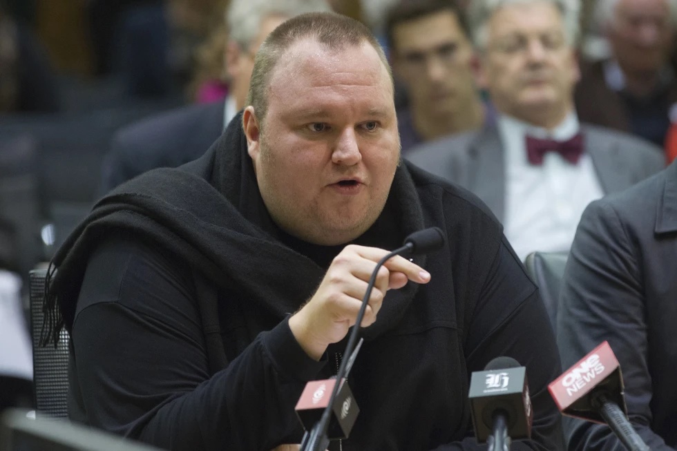 Internet entrepreneur Kim Dotcom speaks during the Intelligence and Security select committee hearing at Parliament in Wellington, New Zealand, on July 3, 2013. 