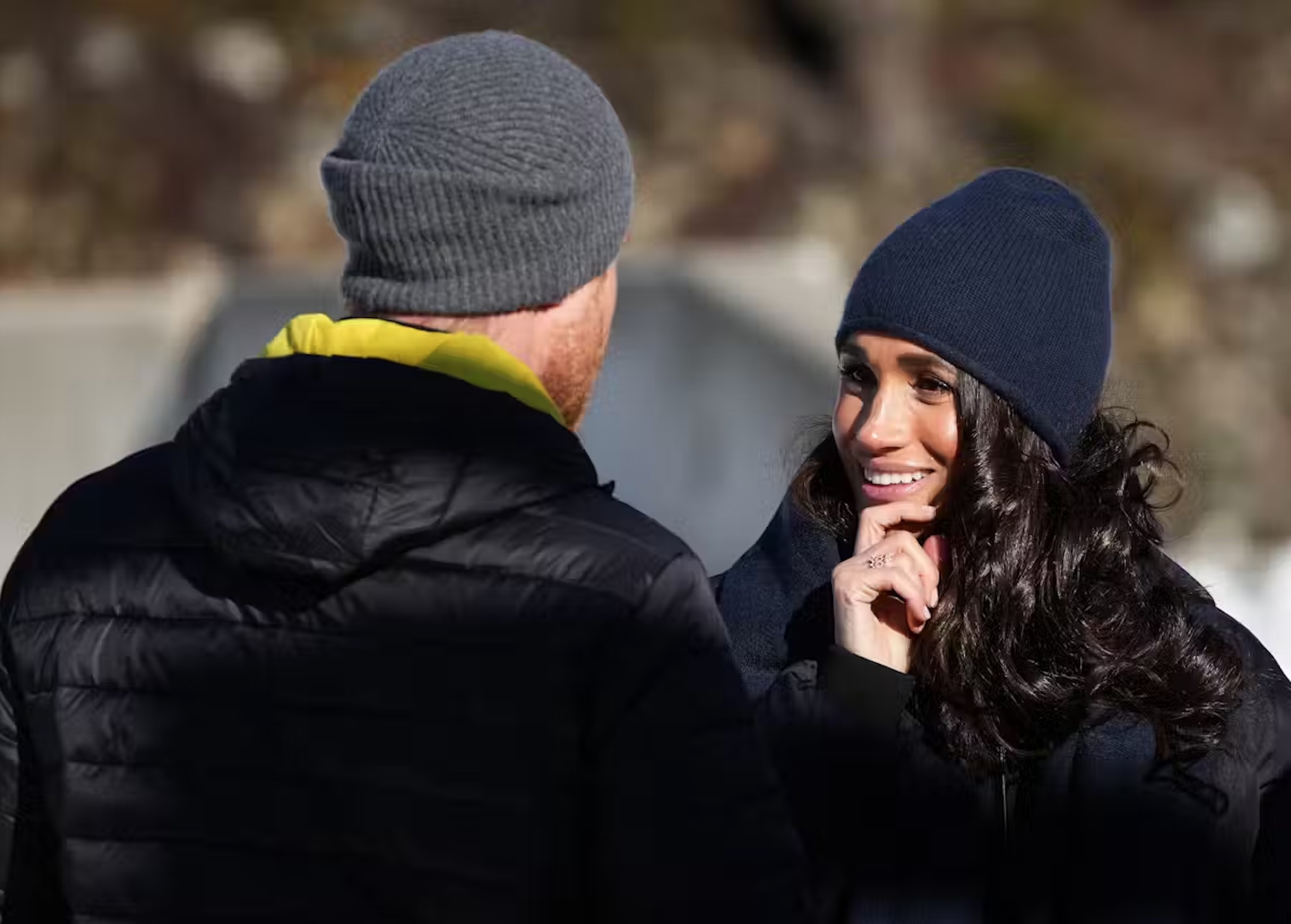 Prince Harry and Meghan Markle at an Invictus Games training camp, in Whistler, B.C., in February 2024.