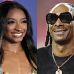 This combination of photos shows Simone Biles at the premiere of the Netflix documentary series “Simone Biles Rising: Part 2" in Los Angeles on Oct. 23, 2024, left, and Snoop Dogg appears before an NFL football game between the Tampa Bay Buccaneers and the New Orleans Saints in Tampa, Fla., on Dec. 19, 2021.