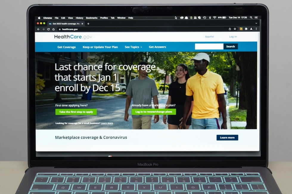 The healthcare.gov website is seen, Dec. 14, 2021, in Fort Washington, Md. 