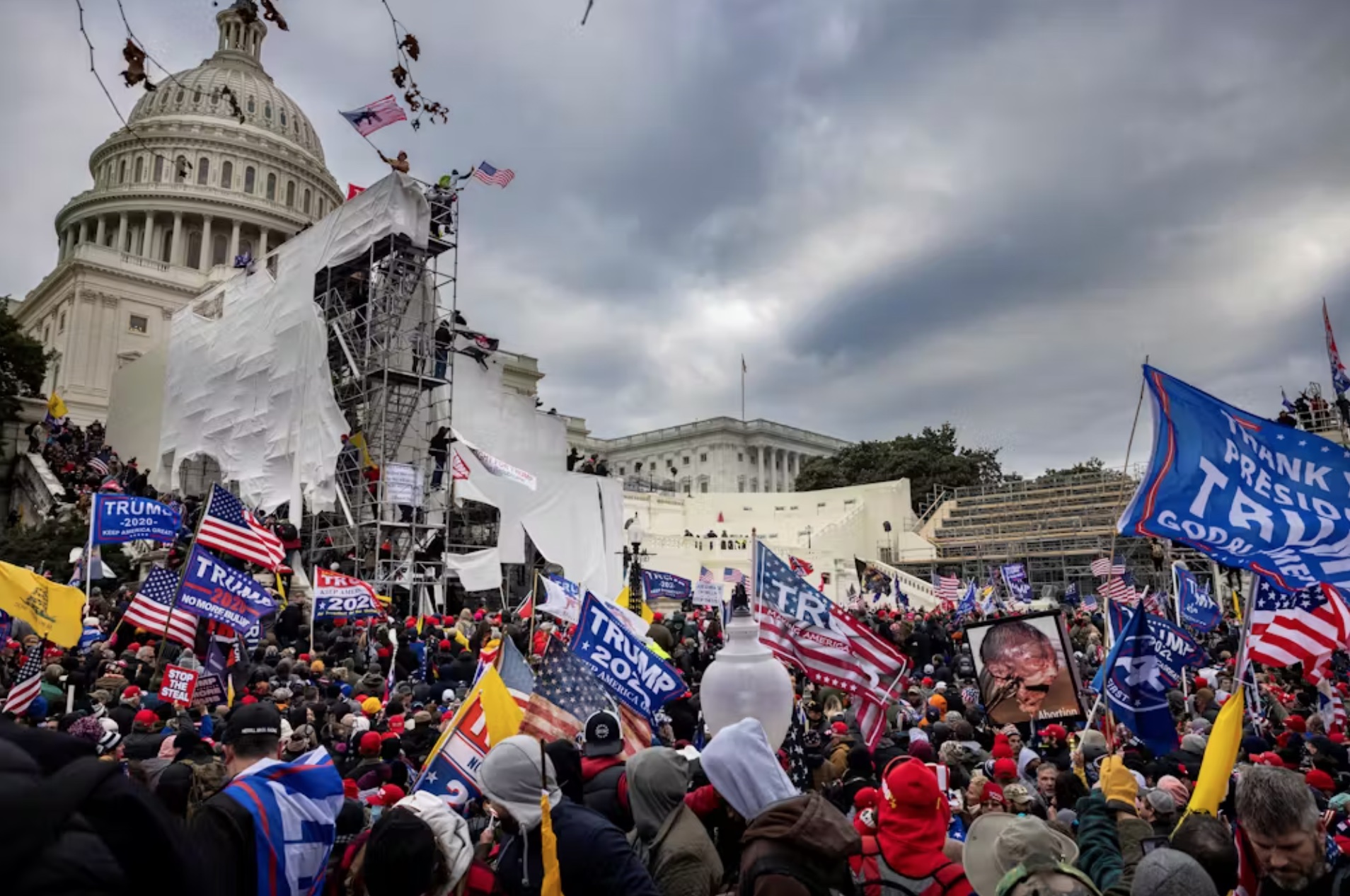 Trump supporters clash with police and security forces as they try to storm the U.S. Capitol on Jan. 6, 2021, in Washington, D.C. 