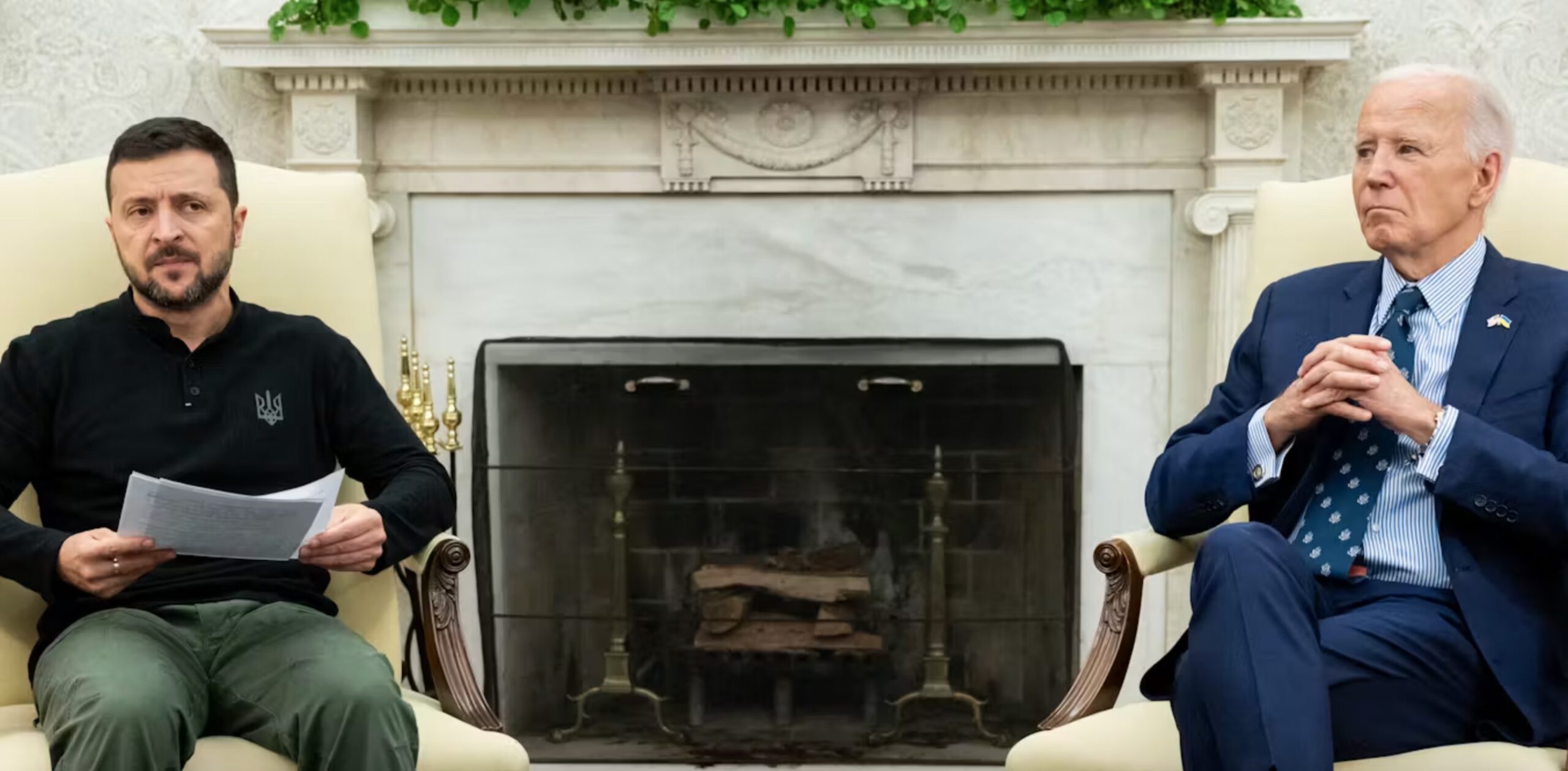 U.S. President Joe Biden meets with Ukrainian President Volodymyr Zelenskyy at the Oval Office on Sept. 26, 2024. 