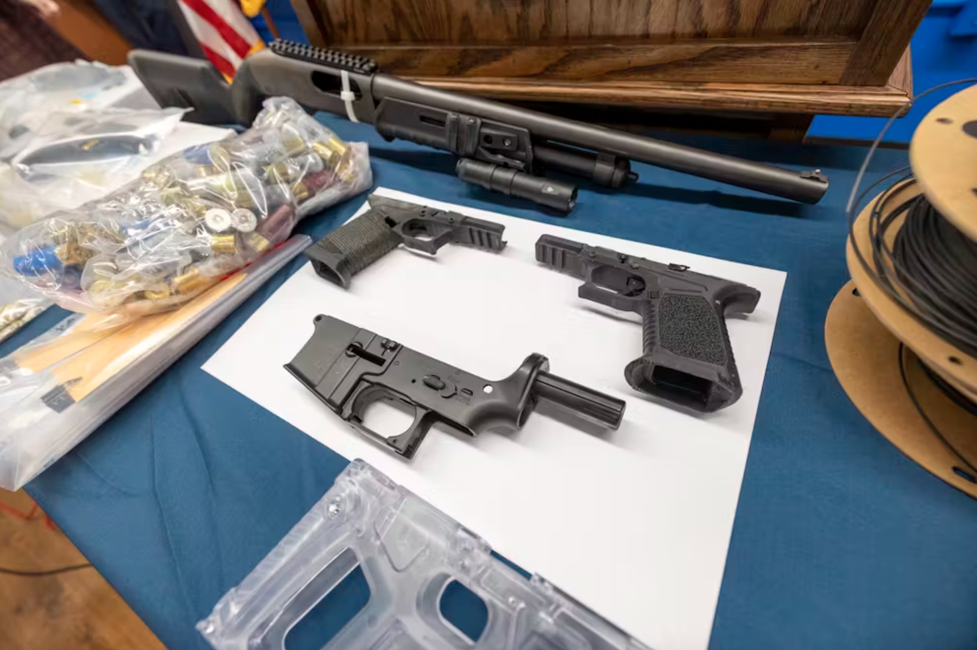 3D-printed gun components seized by police in Mineola, N.Y., Dec. 10, 2024. 