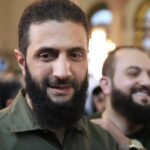 Supporters greet Abu Mohammed al-Golani as the Umayyad Mosque in Damascus on Dec. 8, 2024.