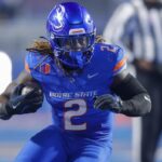 Boise State running back Ashton Jeanty (2) runs with the ball against UNLV in the first half of the Mountain West Championship NCAA college football game Friday, Dec. 6, 2024, in Boise, Idaho.