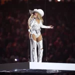 Beyoncé performs during halftime of an NFL football game between the Houston Texans and the Baltimore Ravens, Wednesday, Dec. 25, 2024, in Houston.