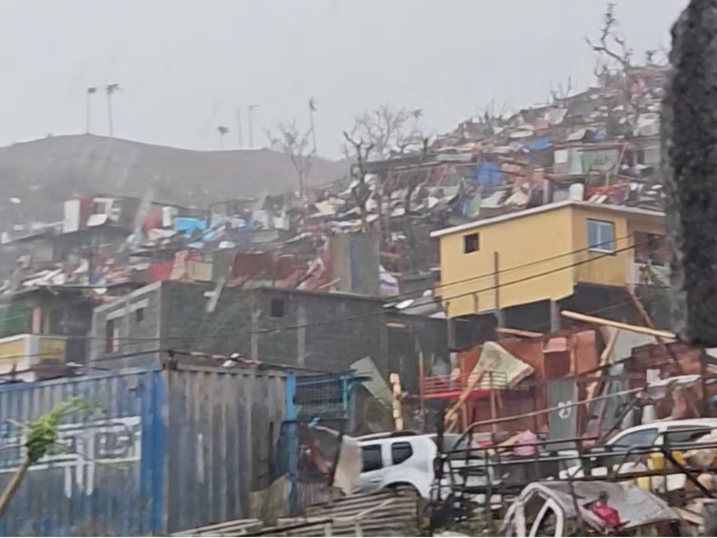 Damage caused by the Cyclone Chido, Kaweni, Mayotte, December 14, 2024. 