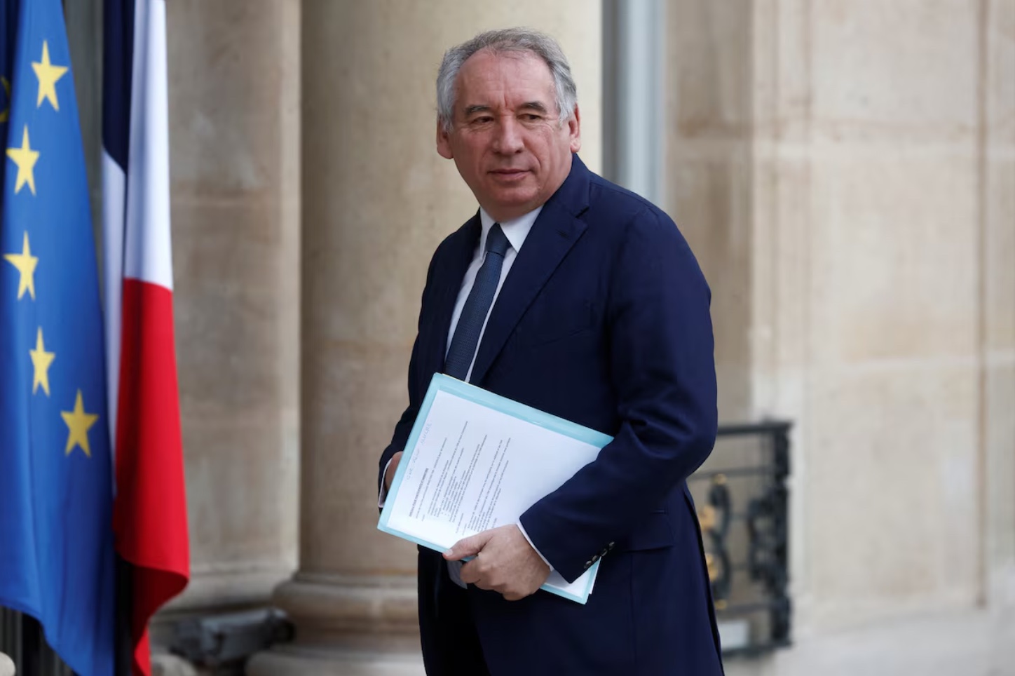 Francois Bayrou, leader of French centrist party MoDem (Mouvement Democrate), arrives to attend the second plenary session of the Conseil National de la Refondation (CNR - National Council for Refoundation) at the Elysee Palace in Paris, France, December 12, 2022. 