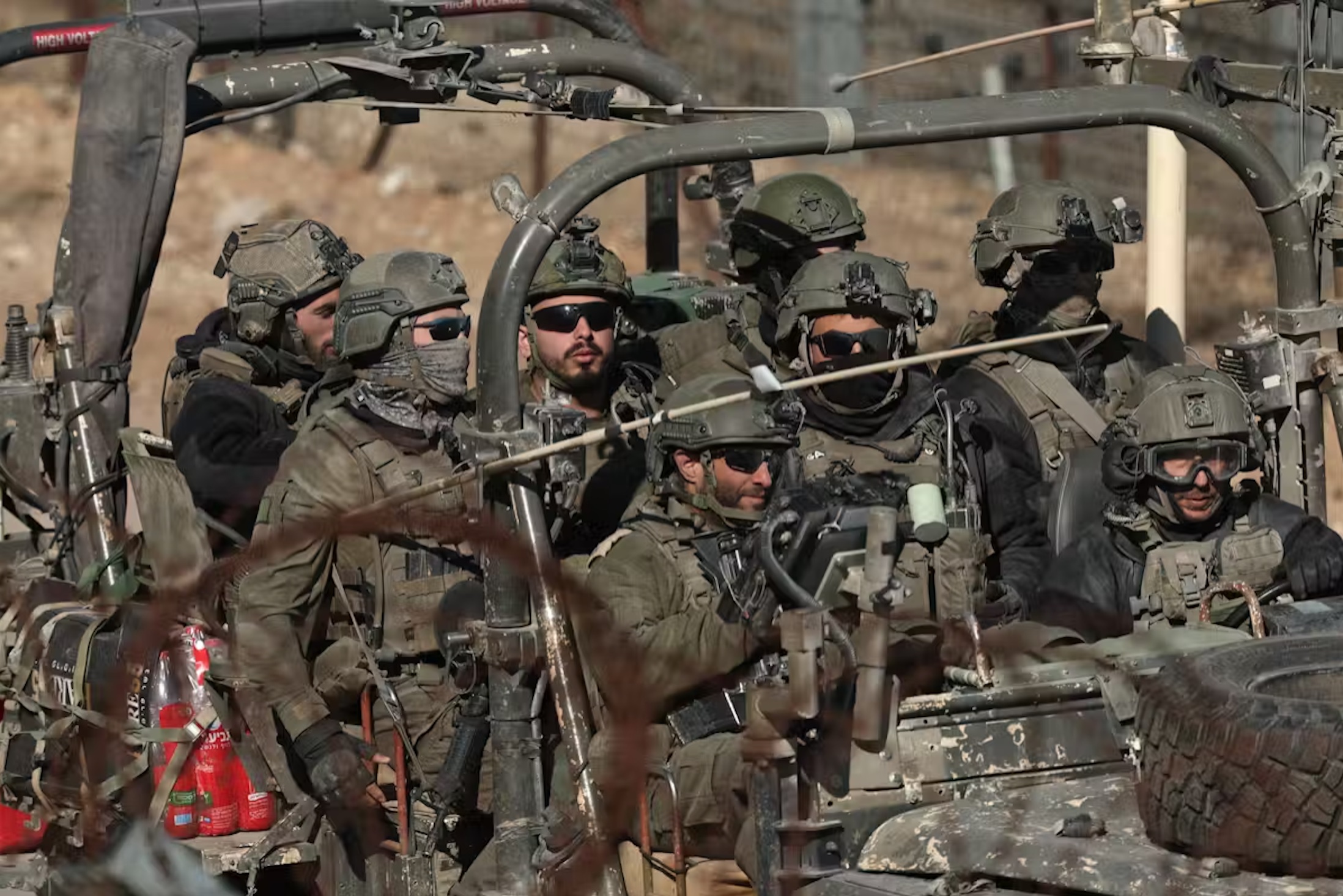 Israeli troops on the Syrian side of the border, near the Druze village of Majdal Shams. 