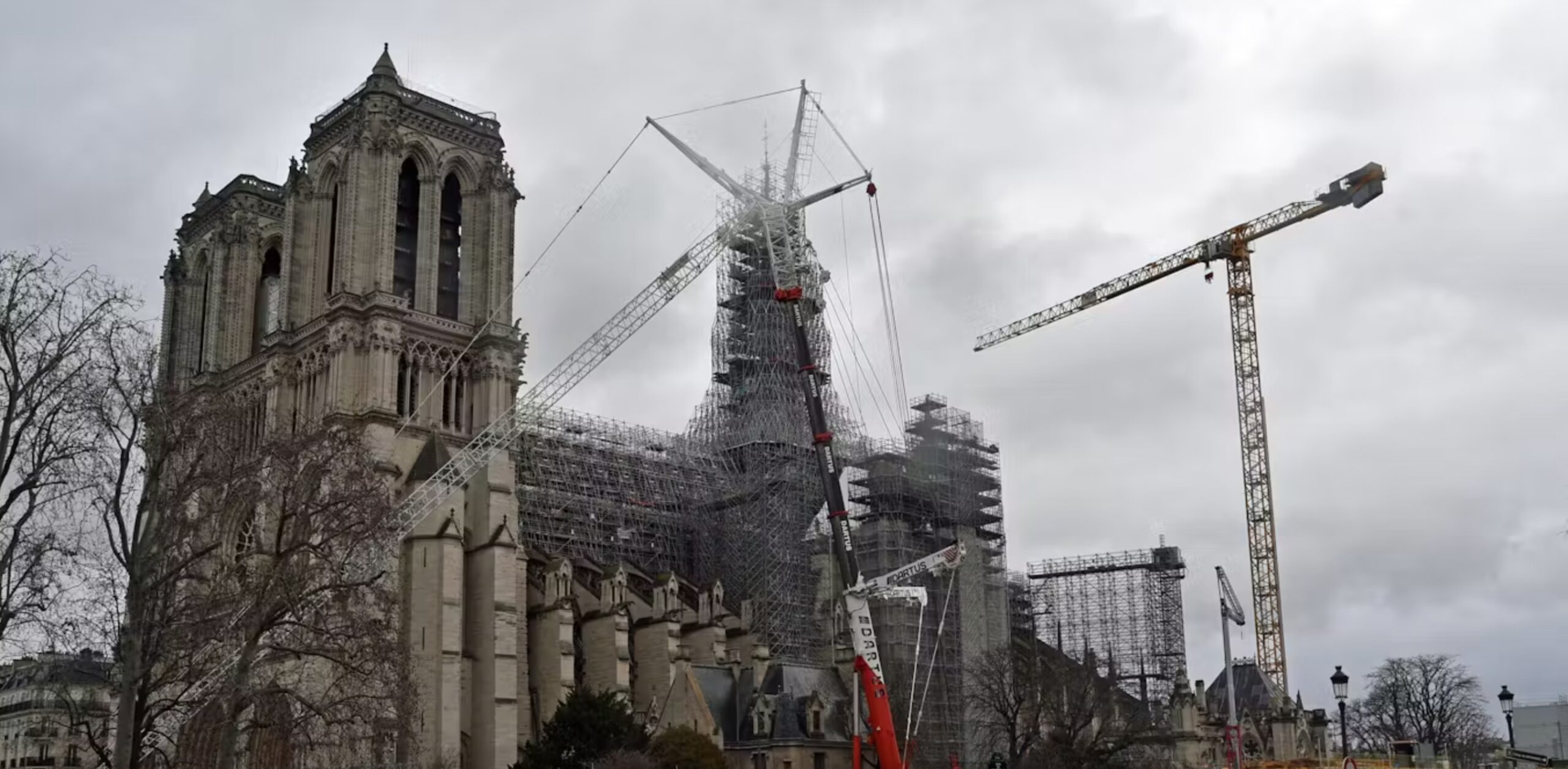 A view of Notre Dame cathedral in Paris on February 11, 2024. 