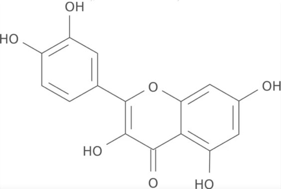 The chemical structure of quercetin, which may cause red wine headaches. 