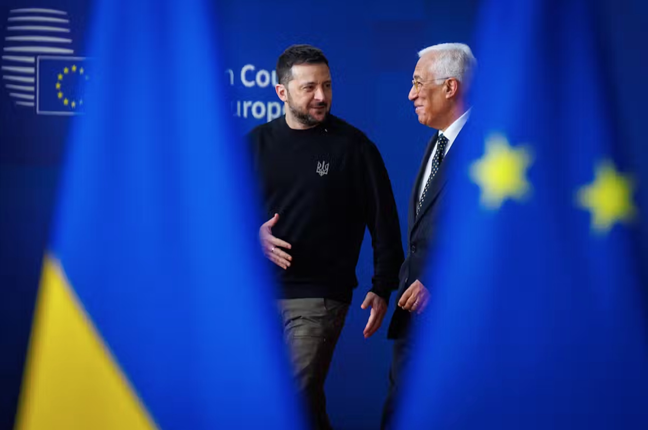 Message of support: Ukrainian president, Volodymyr Zelensky, and European Council president, Antonio Costa, meet in Brussels, December 19 2024. 