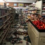 Drinks and other food items are toppled on the floor inside Hoby’s Market and Deli after a 7.0 magnitude earthquake Thursday, Dec. 5, 2024, in Scotia, Calif.