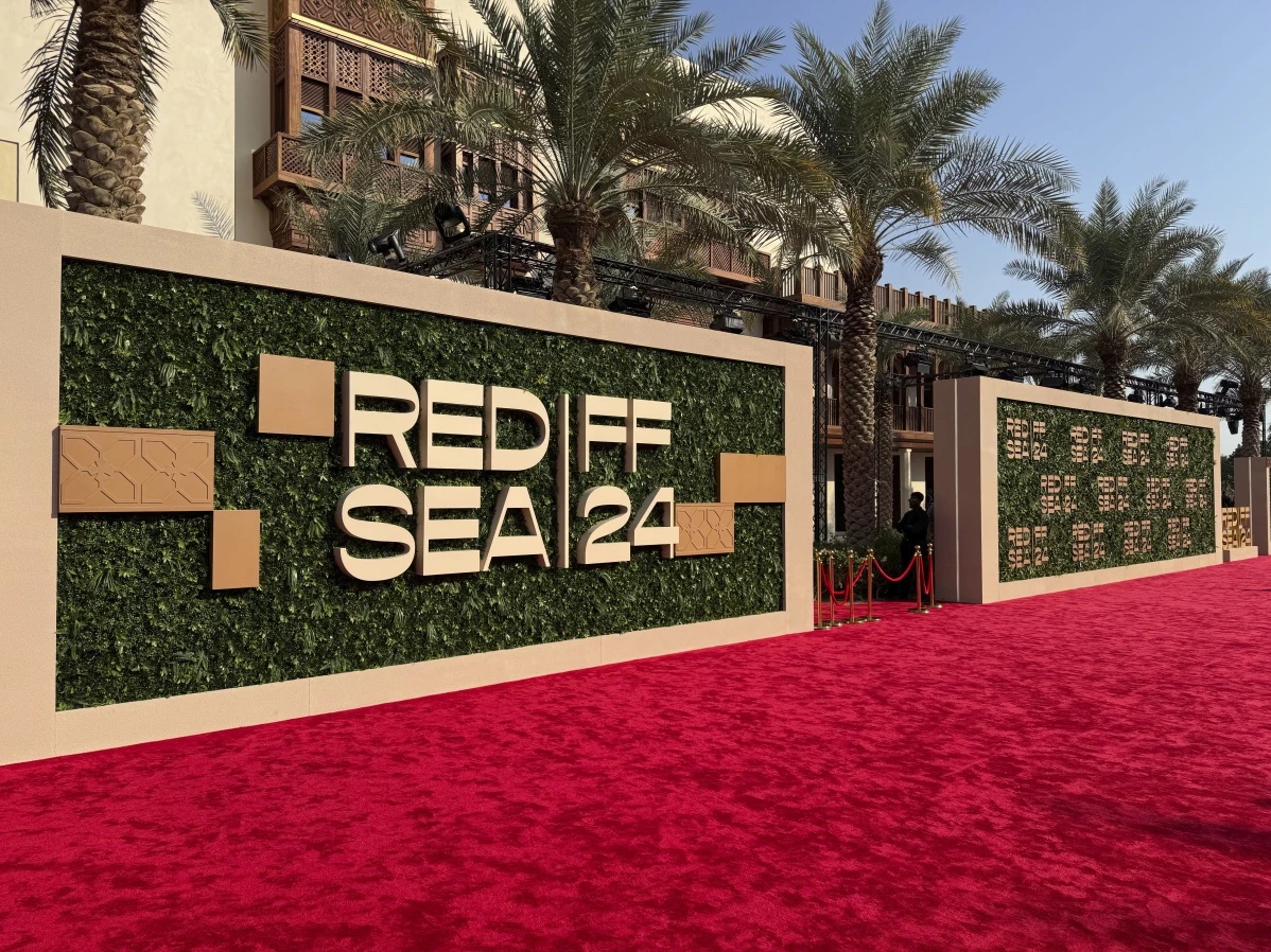 A view of the red carpet at the Red Sea International Film Festival in Jeddah, Saudi Arabia, Dec. 6, 2024. The festival highlights global and regional talent as part of Saudi Arabia’s growing cinema industry. 