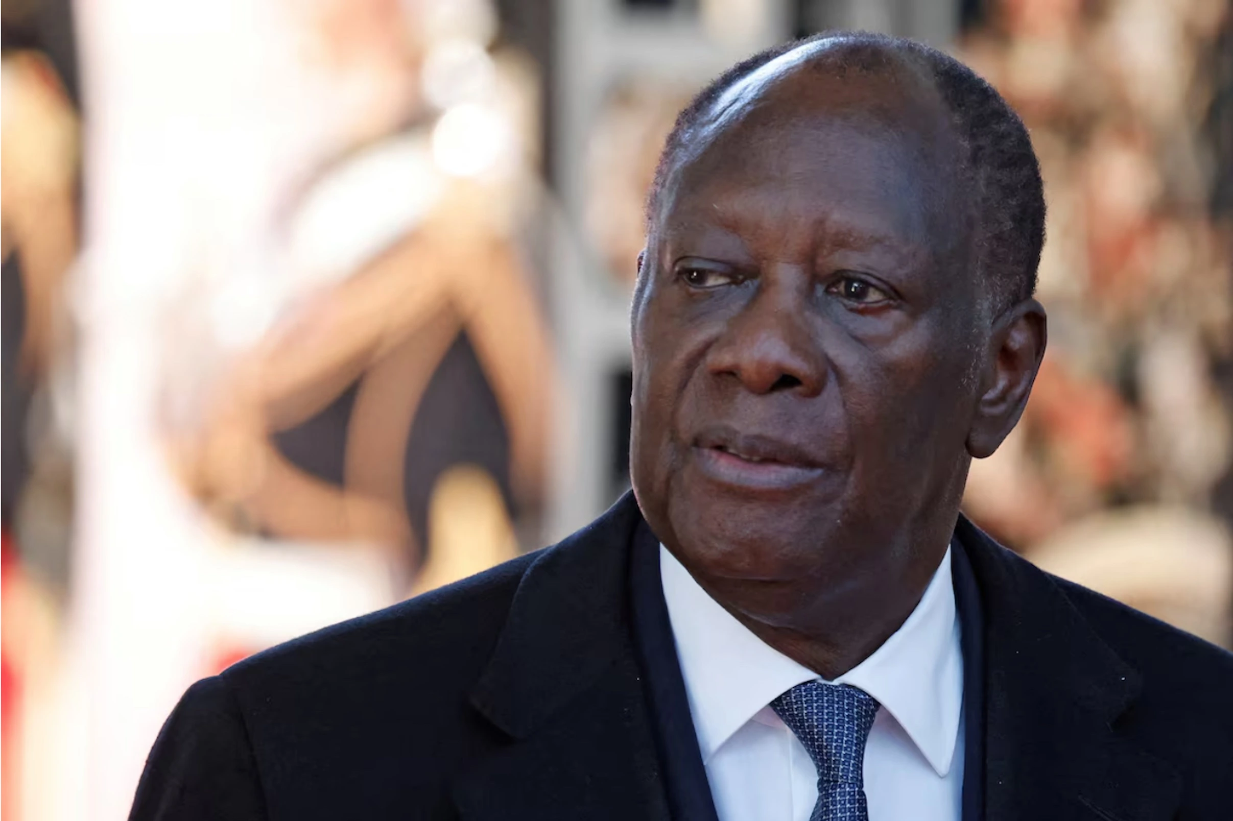 Ivory Coast's President Alassane Ouattara arrives to attend the opening session of the 19th Summit of the Francophonie at the Grand Palais in Paris, France October 5, 2024. 