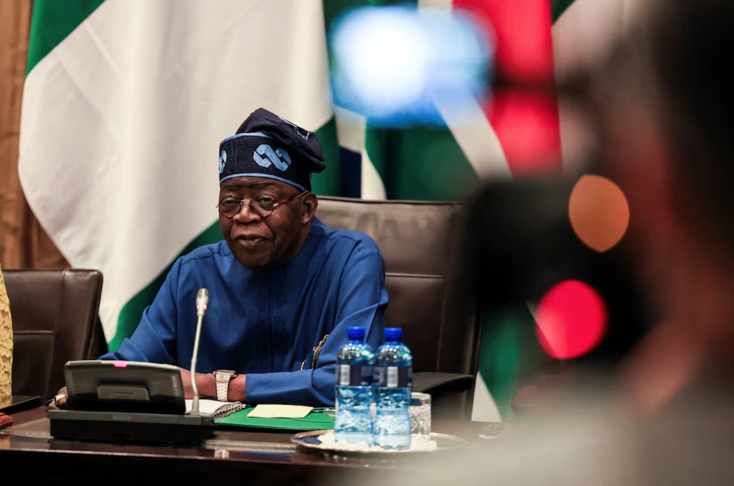 Nigerian President Bola Tinubu looks on as he meets with South African President Cyril Ramaphosa on the day of the 11th Bi-National Commission between the two countries at Tuynhuys, in Cape Town, South Africa, December 3, 2024.