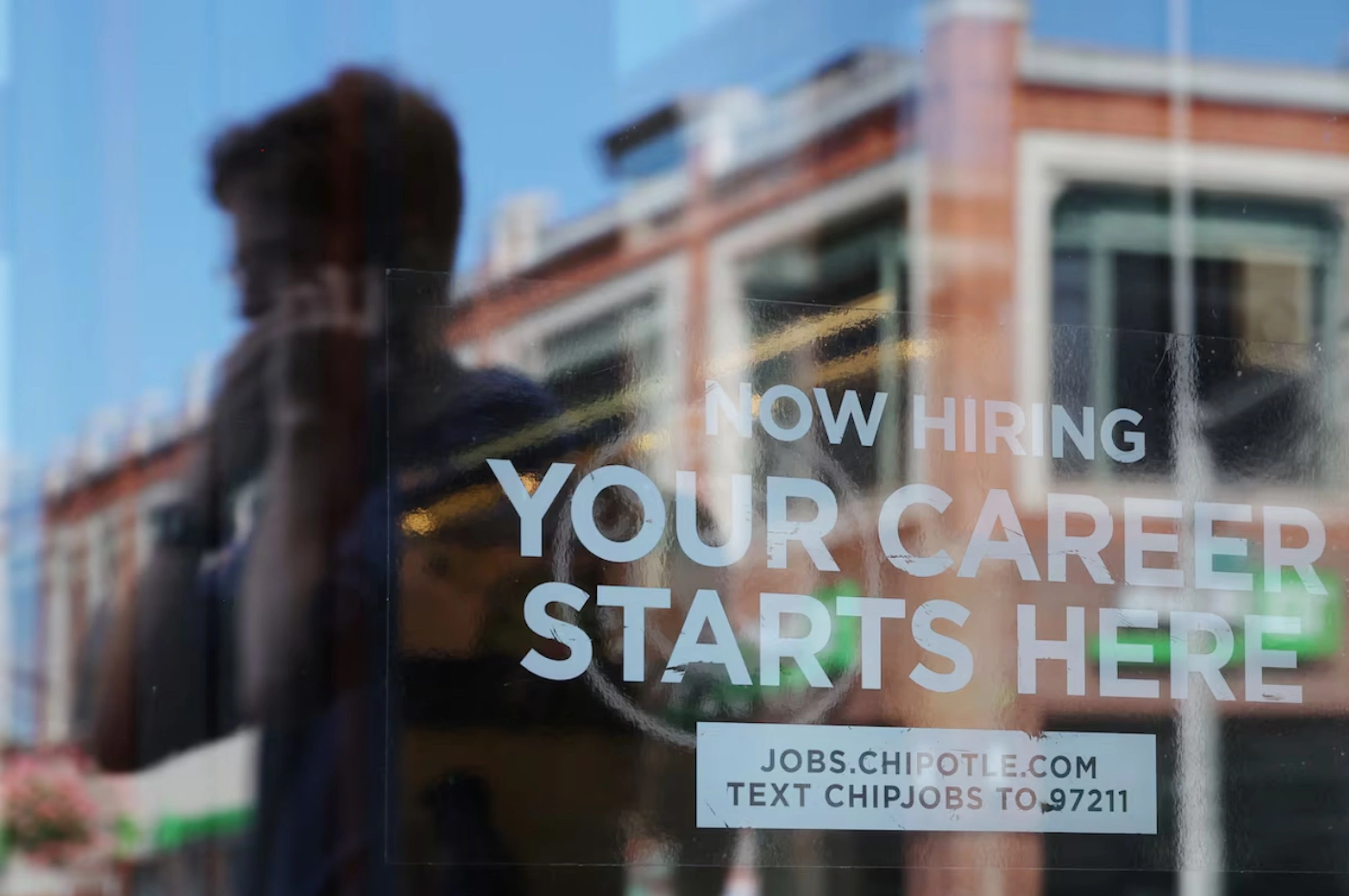 A Chipotle restaurant advertises it is hiring in Cambridge, Massachusetts, U.S., August 28, 2023.