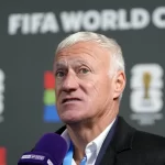 France head coach Didier Deschamps talks to the media after the UEFA Preliminary Draw for the 2026 FIFA World Cup at FIFA headquarters in Zurich, Switzerland, Friday, December 13, 2024.