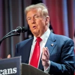 US President-elect Donald Trump speaks during a meeting with House Republicans at the Hyatt Regency hotel in Washington, DC, U.S. on November 13, 2024.