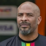 Mali’s coach Eric Chelle looks on prior the African Cup of Nations quarter final soccer match between Mali and Ivory Coast, at the Peace of Bouake stadium in Bouake, Ivory Coast, on Feb. 3, 2024.